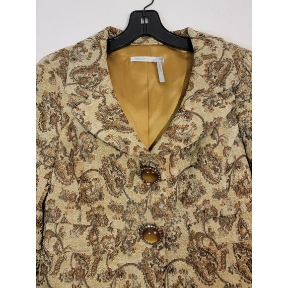 Classiques Entier Womens Tan and Brown Brocade Style Dress Coat sz Small Petite - Picture 7 of 9